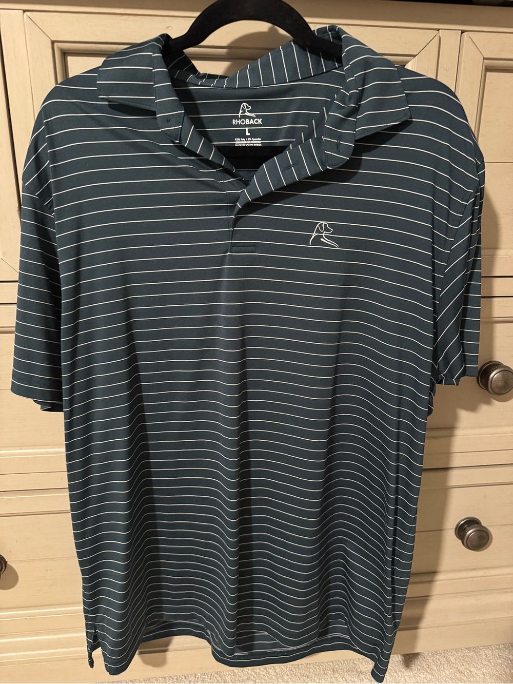 Rhoback Men's Teal Striped Performance Polo
